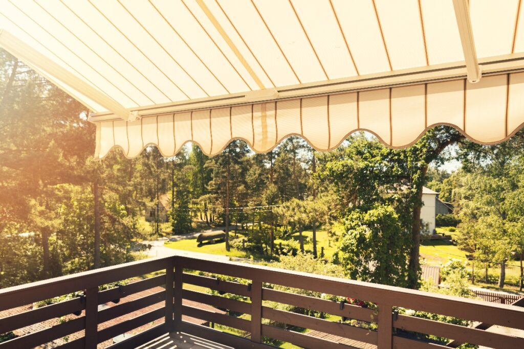 awning over balcony terrace on sunny day